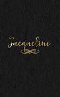 Jacqueline: Personalized Journal to Write In - Black Gold Custom Name Line Notebook