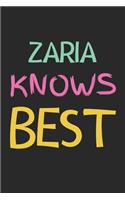 Zaria Knows Best: Lined Journal, 120 Pages, 6 x 9, Zaria Personalized Name Notebook Gift Idea, Black Matte Finish (Zaria Knows Best Journal)