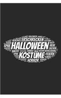 Halloween: Notizblock - Notizbuch - DIN A5, 120 Seiten - Liniert, Lined, Linien - Notizen, Termine, Planer, Tagebuch, Organisation - Wortwolke Geschenk