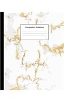 Composition Notebook: White Gold Marble College Ruled Blank Lined Cute Notebooks for Girls Women Teens Kids School Writing Notes Journal (7.5 X 9.25 In)