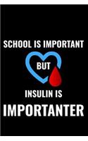 School Is Important But Insulin Is Importanter: A 6 X 9 Inch Matte Softcover Paperback Notebook Journal with 120 Blank Lined Pages