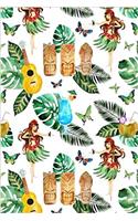 Hawaii Journal: Watercolor Hawaii Themed Illustrations 6x9 Medium Lined Journaling Notebook