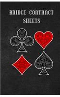 Bridge contract sheets: Score book of 100 Score sheet pages For Contract Bridge-Cards Games 8.5x 11 inches Funny Black Cover Back vulnerable.