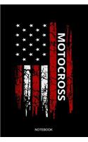 Motocross Notebook: Blank Lined Journal 6x9 - American Flag USA Patriotic Motocross Dirt Bike Enduro Racing Biker Sports 4th of July Gift