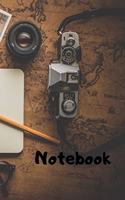 Notebook: Notebook / Travel Diary with Map or Landscape Cover - Wide Ruled Line Paper