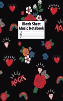 Blank Sheet Music Notebook: Easy Blank Staff Manuscript Book Large 8.5 X 11 Inches Musician Paper Wide 12 Staves Per Page for Piano, Flute, Violin, Guitar, Trumpet, Drums, Cell