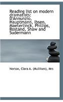 Reading List on Modern Dramatists: D'Annunzio, Hauptmann, Ibsen, Maeterlinck, Phillips, Rostand, Sha