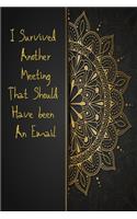 I Survived Another Meeting That Should Have Been An Email: Blank Lined Notebook Journal small ( 6x9 inches) 100 pages Funny Gift For Office Coworker And Busy Mom And Dad Humor Gag Gift