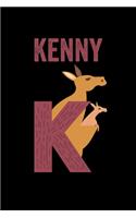 Kenny: Journal (Diary, Notebook) Personalized Custom Name Alphabet Kangaroo Birthday Gift for Boys