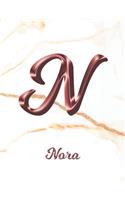 Nora: 1 Year Weekly Planner with Note Pages (12 Months) - White Marble Rose Gold Pink Effect Letter N - 2020 - 2021 - Week Planning - Monthly Appointment 