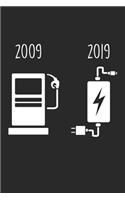 2009 2019: Elektroauto Tank Benzin gegen Strom Notizbuch liniert 120 Seiten für Notizen Zeichnungen Formeln Organizer Tagebuch