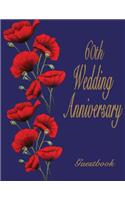 60th Wedding Anniversary Guestbook: Soft Cover, Blue with Red Poppies, 110 pages, 8.5x11. Lined pages for your guests to sign and leave comments.