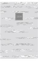 2019: Diary Planner Journal Wo2p Week on 2 Pages Horizontal Layout Grey with Silver Brush Strokes