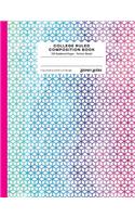 College Ruled Composition Book: Watercolor Geometric Journal, 7.44 x 9.69 inches, Note Taking and Journaling, 100 Numbered Pages, Lined Soft Cover Notebook, Perfect Bound, Matte Fi