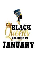 Black Queens Are Born In January: Black Girl Magic Capricorn Birthday Egyptian Queen Half and Half Paper Blank College Ruled Notes Sketch Math Story Writing Prompts 7.5 x 9.25 100pg