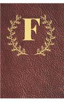 F: Executive Monogram Initial Journal (Vintage Leather Look Personalized Letter Notebooks)