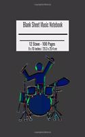 Blank Sheet Music Notebook: Composition Notebook, Drum Set Cover, Music Manuscript Paper, Staff Paper, Musicians Notebook 8 X 10 Inches (100 Pages)
