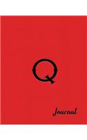 Q Journal: Beautiful Red Writing Journal Designed to Resemble Leather and Embossing in 8x10 Softcover Paperback Notebook