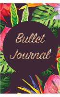 Bullet Journal: Tropical Gold Sequin 6x9 Dot Grid Notebook Bright, Floral Style