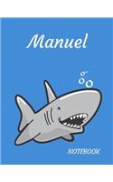 Manuel: Personalized Lined Notebook for People who Love Sharks