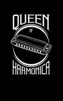 Queen Of Harmonica: Lined Notebook (6"x 9" inch size = nearly DIN A5 - 120 Pages) - perfect as music book or song writing book, suitable gift for Harmonica musicians!