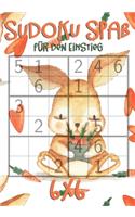 Sudoku Spaß für den Einstieg: 6x6 für Kinder ab 7 Jahre 300 Rätsel ink. Lösungen Logikrätsel mit Hase, Möhren und Herz Motiv