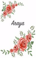 Araya: Personalized Composition Notebook - Vintage Floral Pattern (Red Rose Blooms). College Ruled (Lined) Journal for School Notes, Diary, Journaling. Flo