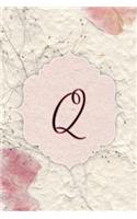 Q: Flower Petal Journal, Monogram Initial Letter Q Lined Diary Notebook