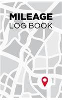Mileage log book: Notebook and tracker: Keep a record of your vehicle miles for bookkeeping, business, expenses: Black grey and white map design