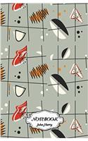 Notebook Journal Dot-grid, Graph, Lined, Blank, No Lined - Retro Pattern: Small Pocket Notebook / Journal / Diary: 8