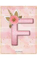 Unicorn Monogram Dot Grid Bullet Journal Notebook - Cute Unicorn Personalized Journal Diary with Dotted Pages - Letter F