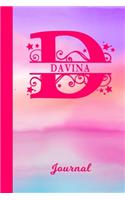 Davina Journal: Personalized Custom First Name Personal Writing Diary - Cute Pink & Purple Watercolor Effect Cover - Daily Journal for Journalists & Writers for Not