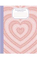 Composition Notebook: Ideal gift for Students, hearts cover. 7.44" x9.69", College Ruled, 80 Sheet (160 Pages).