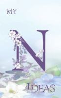 My N Ideas: Personalized Initial A, Motivational Heading Prompt - Lined Floral Ideas Notebook - Journal - Diary for Reflection and Memories