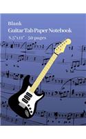 Blank Guitar Tab Paper Notebook 8.5"x11", 50 Pages: Guitar Tablature Manuscript Paper-Standard Paperback, Blank Pages with Staff & TAB (Deep Navy Blue Cover)