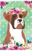 Bullet Journal for Dog Lovers Boxer in Flowers: 162 Numbered Pages with 150 Dot Grid Pages, 6 Index Pages and 2 Key Pages in Easy to Carry 5.5 X 8.5 Size.