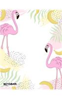 Sketchbook: Pink Flamingo Sketchbook for Girls: 110 Pages of 8.5x 11 Blank Paper for Drawing, Doodling or Sketching (Sketchbooks For Kids)