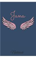Jana Notebook: A beautiful personalized angel wings soft cover notebook with 100 lined pages in 6x9 inch format. Personal Diary Personalized Journal Customized Jou