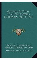 Notomia Di Tutti I Tomi Della Storia Letteraria, Part 2 (1761)