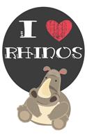 I Heart Rhinos: A Cute Rhino Lovers Journal / Notebook / Diary Perfect for Birthday Present or Christmas Gift Great for kids, Teens or Students(6x9 - 110 Blank Line