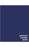 Music Practice and Assignment Notebook: 52 Weeks of Music Lesson Tracking Charts - Music Practice Journal, Planner, Log Book, Record Assignment (Gifts for Music Lovers) Dark Blue