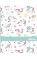 Notebook: Unicorn Pattern (1) Teal Blue Banner Simple Standard Weekly Planner 16-Month September 2018 Through December 2019