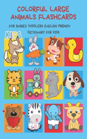 Colorful Large Animals Flashcards for Babies Toddlers English French Dictionary for Kids