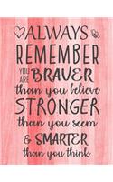 Always Remember You are Braver than you believe - Stronger than you seem & Smarter thank you think: Inspirational Journal - Notebook to Write In for Women & Girls(1 Inspirational Journals - Notebooks for Women & Girls)