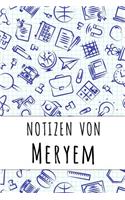 Notizen von Meryem: Kariertes Notizbuch mit 5x5 Karomuster für deinen personalisierten Vornamen