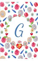 G: Beautiful Mandala And Rose Flower Journal, Monogram Initial Letter G Lined Paper