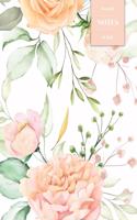 Dot Grid Notes 110 Pages: Vintage Floral Premium Notebook for Professionals and Students, Teachers and Writers - Roses and Peonies Watercolor Pattern