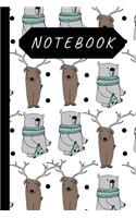 Notebook: Cute Dear and Bear , Lined 120 Pages Writing Notes, Children's Journal Boys and Girls