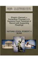 Shapiro (Samuel) V. Ferrandina (Thomas) U.S. Supreme Court Transcript of Record with Supporting Pleadings