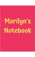 Marilyn's Notebook: Pink Cover, College Ruled, 100 Sheets, 8.5" x 11" (Letter Size), White Paper(88 Women's Custom Names)